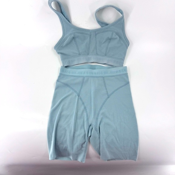 Fabletics Women's Light Green / blue Sports Bra Set - Picture 5 of 9